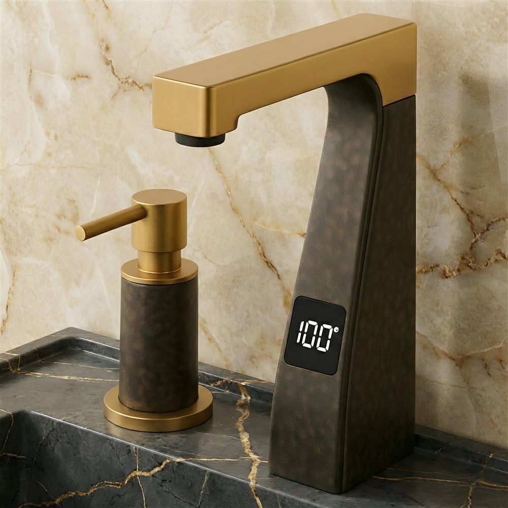 Close-up of touchless healthcare faucet sensor activation