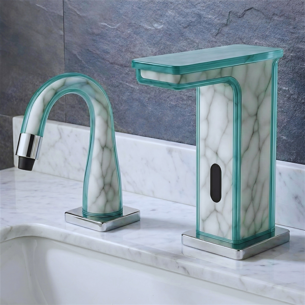 Facility engineer inspecting touchless faucet service access