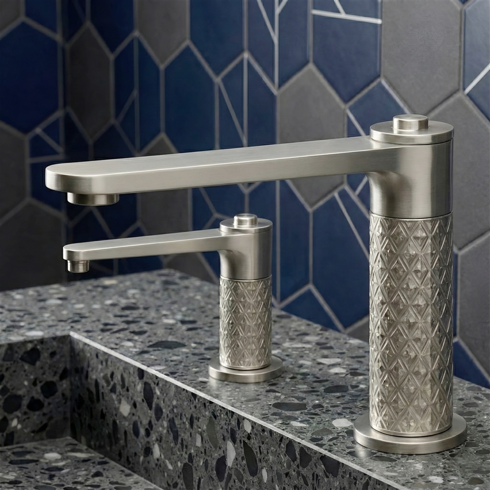 Architect reviewing touchless faucet specifications for healthcare project