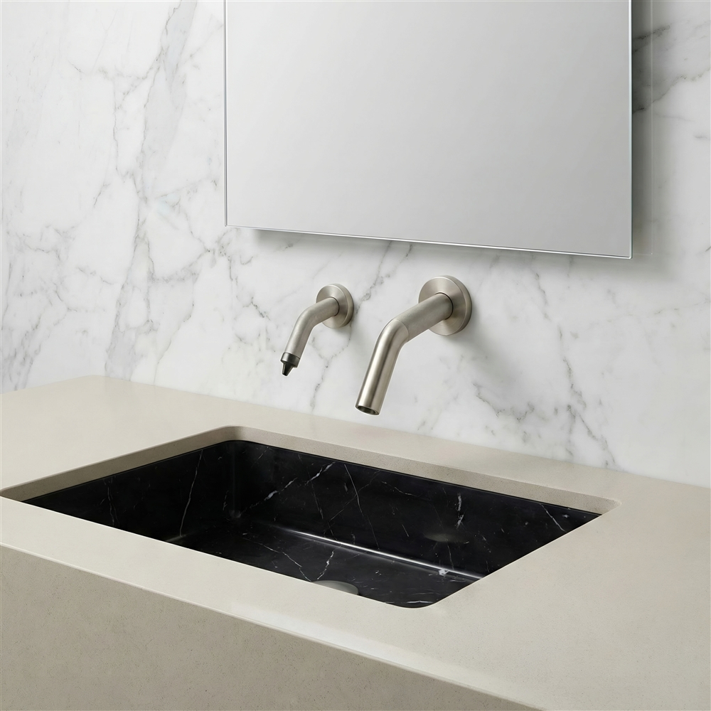 Healthcare faucet specification checklist with blue professional layout