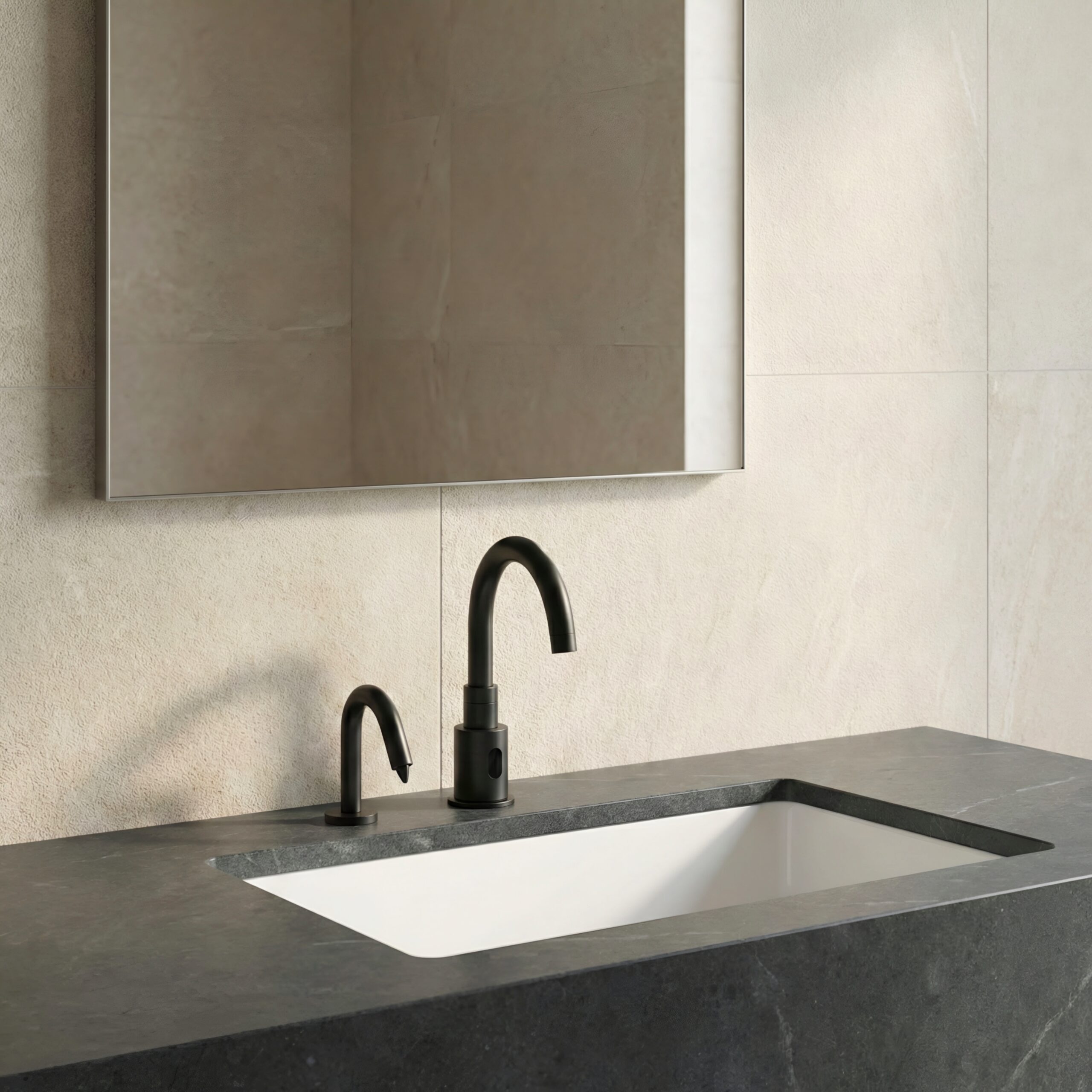 ADA compliant commercial restroom sink with touchless faucet installation