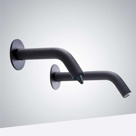 Fontana Wall Mount Motion Sensor Faucet and Automatic Liquid Soap Dispenser for Restrooms in Matte Black