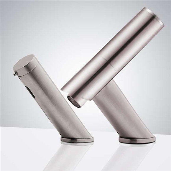 Fontana Commercial Brushed Nickel Finish Sensor Faucet and Automatic No Touch Soap Dispenser for Restrooms